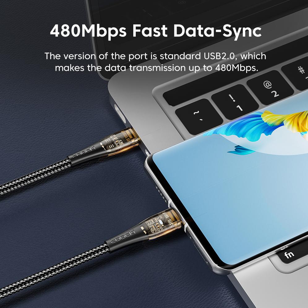 Toocki 6A 66W USB Type C Cable Wire for Samsung Huawei Xiaomi Poco F3 Mobile Phone Fast Charging Cable Type C Cord Data USB C