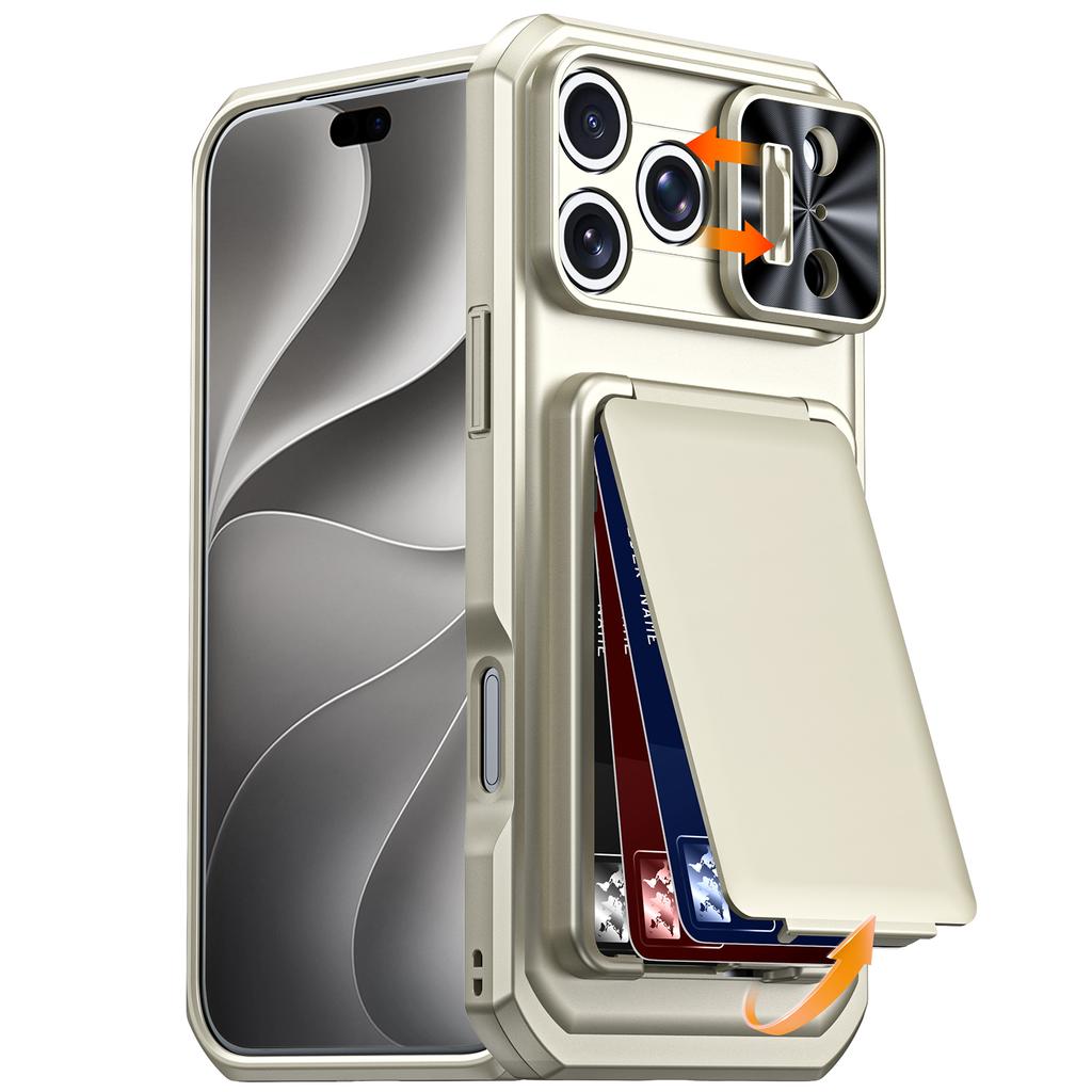 RFID Blocking Wallet Case with Card Holder Sliding Camera Cover and Kickstand for iPhone 18 Pro Max iPhone 17 Pro Max-Orange