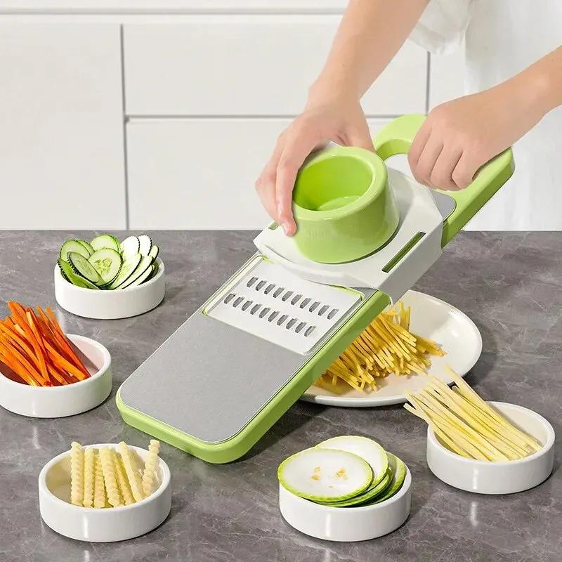 Multi-functional Home Kitchen Slice Cutter No Hands Required Vegetable Slicer Dicer Shredder Storage Organizer Tool