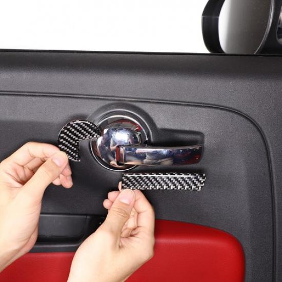 Real Carbon Trim Interior Door Handle Sticker For Fiat 500 Abarth 595 2011-