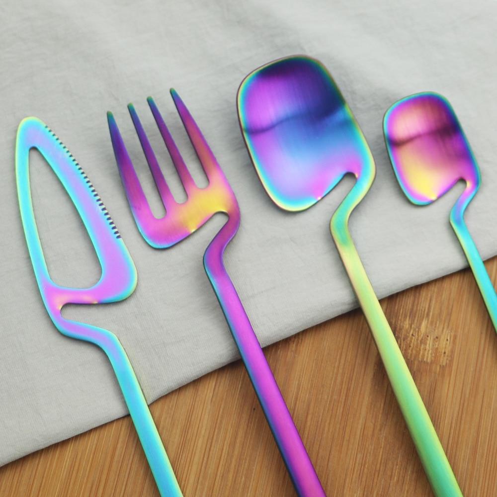 24Pcs Black Cutlery Set Knives Forks Spoon Dinnerware Set 18/10 Stainless Steel Dinner Tableware Set Home Kitchen Silverware Set