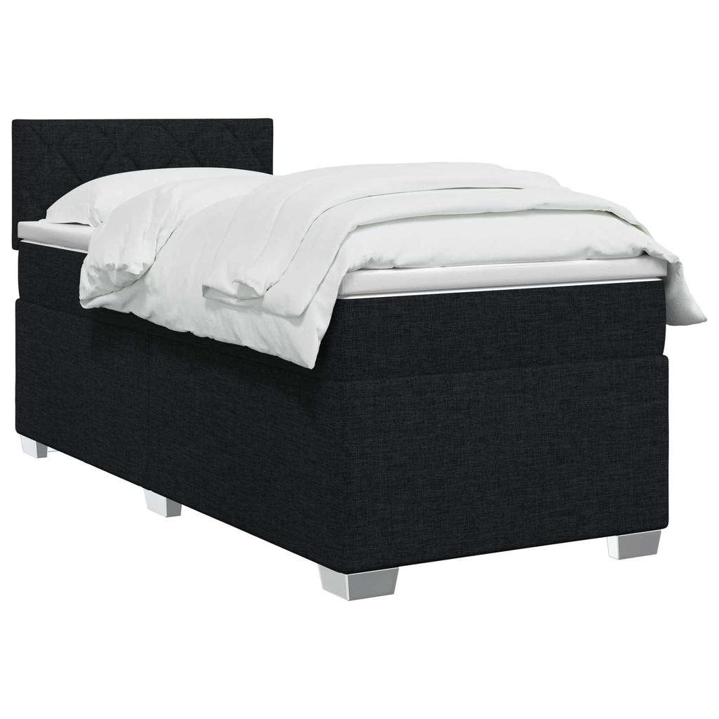 Box Spring Bed with Mattress Black 90 x 190 cm Fabric