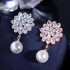 WWJ Classic Flower Design Fashion Women Cubic Zirconia Drop Earrings for Ladies