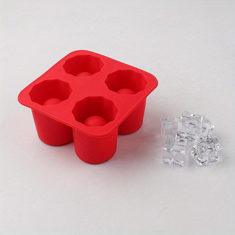 1pc Silicone Shot Glass Ice Molds, Ice Cube Trays For Freezer With 4 Cavities, Ice Shot Glass Mold Reusable Whiskey Glass Ice Cubes