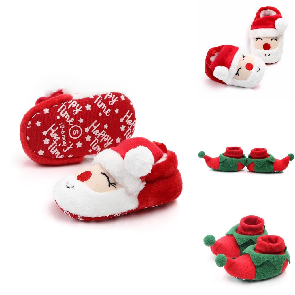 Cute Kids Baby Girls Boys Toddler Christmas Shoes Winter Soft Slippers Santa Claus