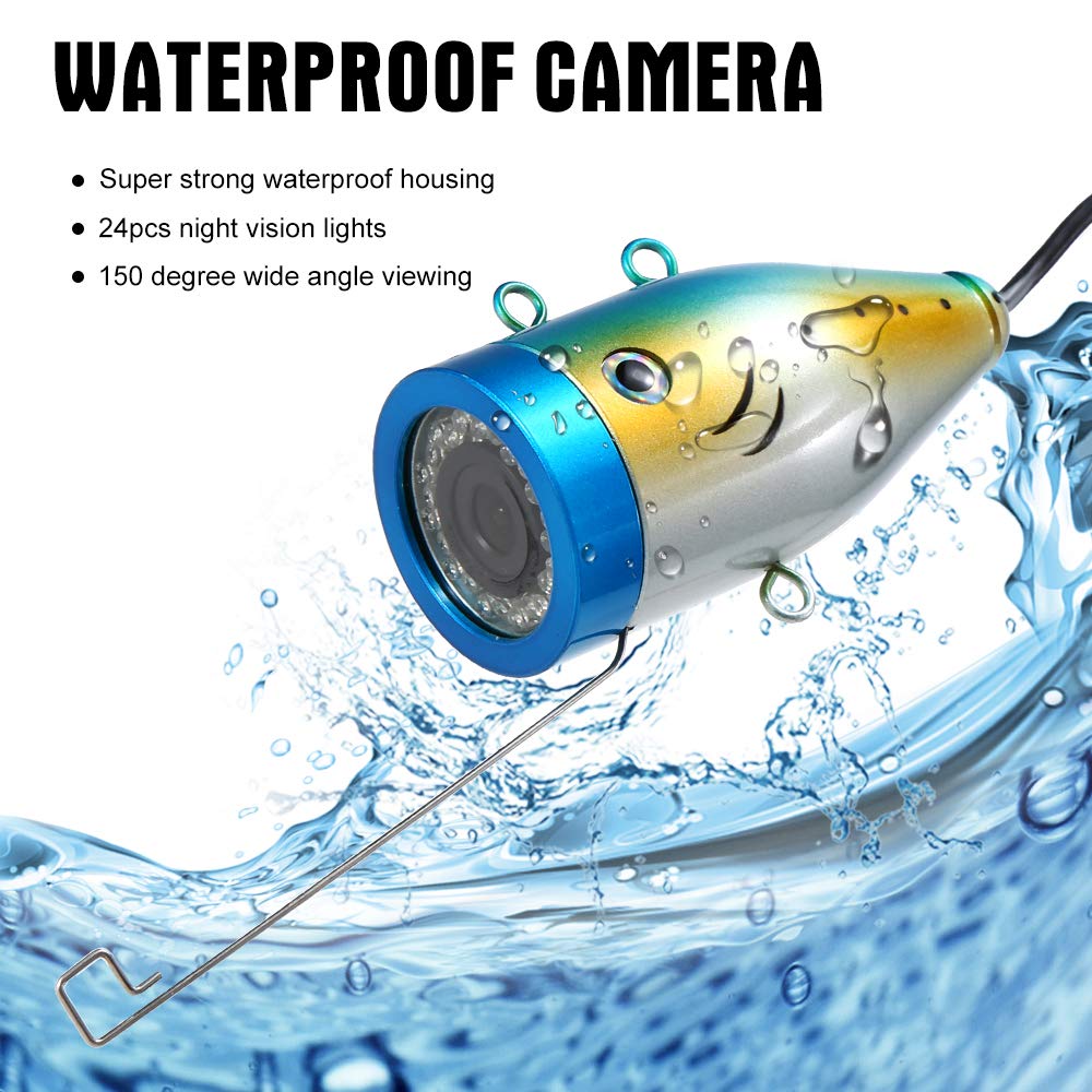 HEIYE Portable Ice Fishing Camera with 1000 Waterproof Underwater Fishing Camera Kit with 24 LEDs and Fish Finder for Ice Lake Boat 50m 7" Monitor,