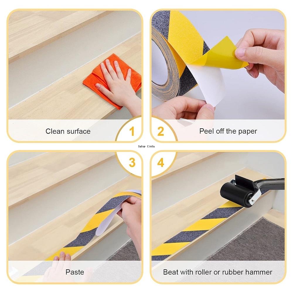 Anti Slip Tapes 1 inch*16FT Safety Non Skid Twill Yellow-Black Adhesive Waterproof Stickers For Indoor Outdoor Stairs Floor Step