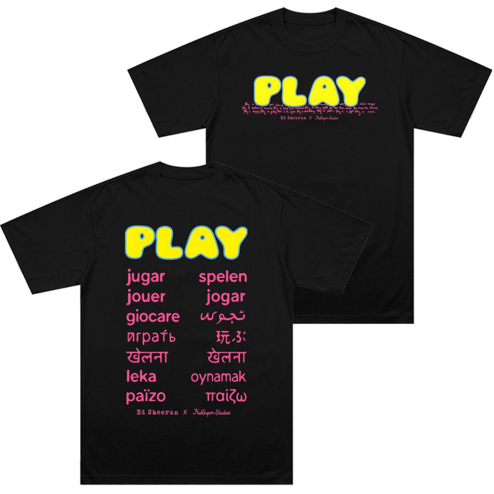 Эд Ширан Модная Одежда Play X KidSuper Футболка с контрастными рукавами Унисекс С коротким рукавом Летние Хлопковые Футболки Эстетичный Уличный Стиль