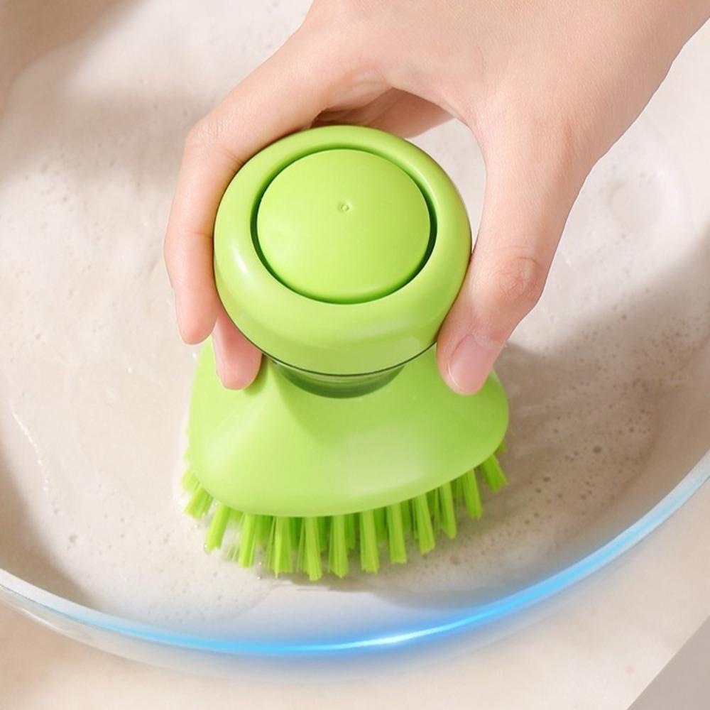 Self Dispensing Dish Brush Round Bristle Head Dishwashing Brush Kitchen Sink
