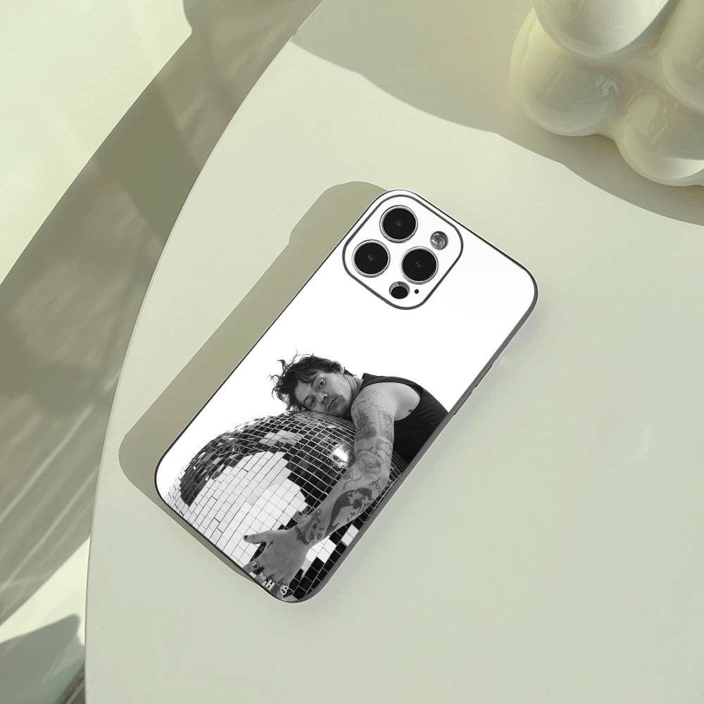 Чехол для телефона H-Harry Music Styles для iPhone 17,16,15,14,13,12,11 Pro Max,16/15/14Plus,XS Мягкий черный чехол