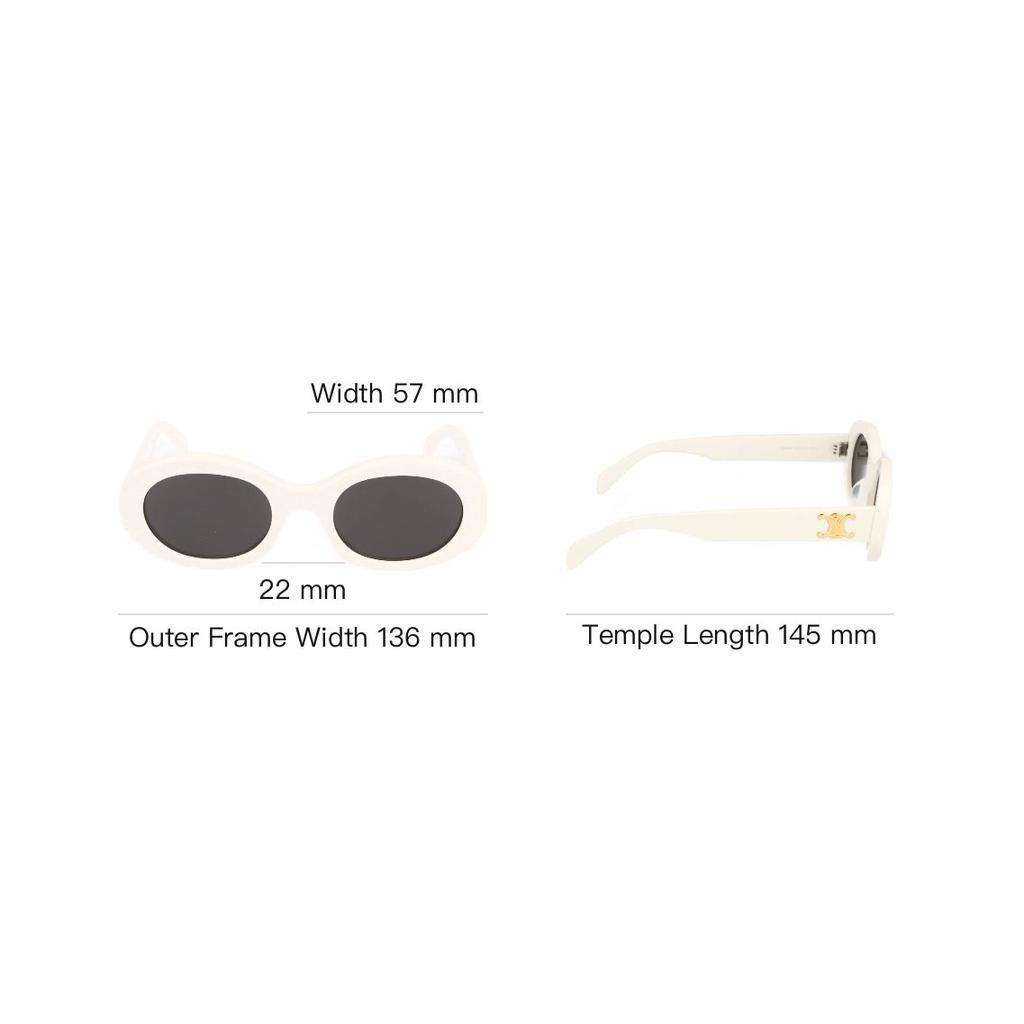 Celine Logo Mirrored Leg Acetate Oval Sunglasses Unisex sunglasses White CL40194U25A25A