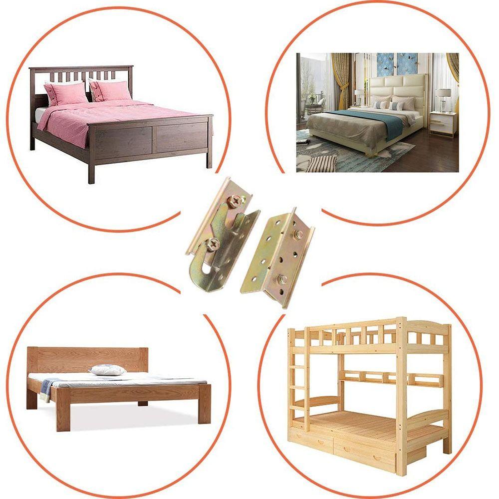 4 Комплекта Сверхпрочной Фурнитуры для Кроватных Царг без Врезки Изножья Удерживатели Соединители Кроватного Каркаса Изножья