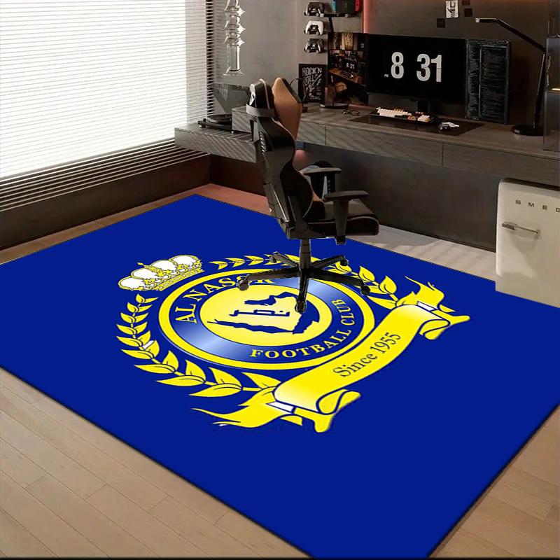 Nassr Football Club Crest Printed Office Carpet Chair Cushion Entryway Rug, Rugs for Living Room, Bedroom Christmas gifts