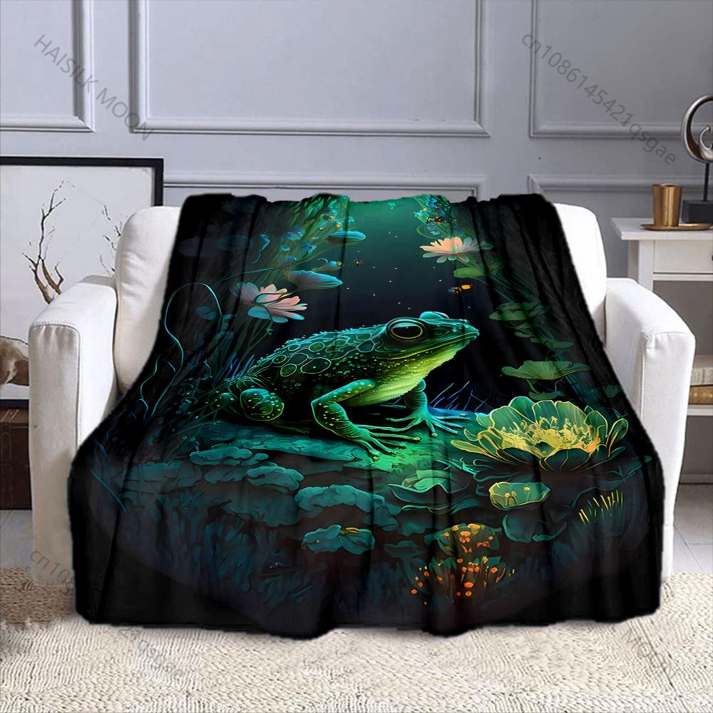 1PC Frog in night garden Print Adult Children Warm Blankets Home Travel Car Soft and Comfortable Suitable for all seasons