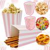 12pcs Pink Paper Popcorn Boxes Striped Polka Dot Design Candy Cardboard Buckets For Theater Carnival Birthday Party Favor Bags