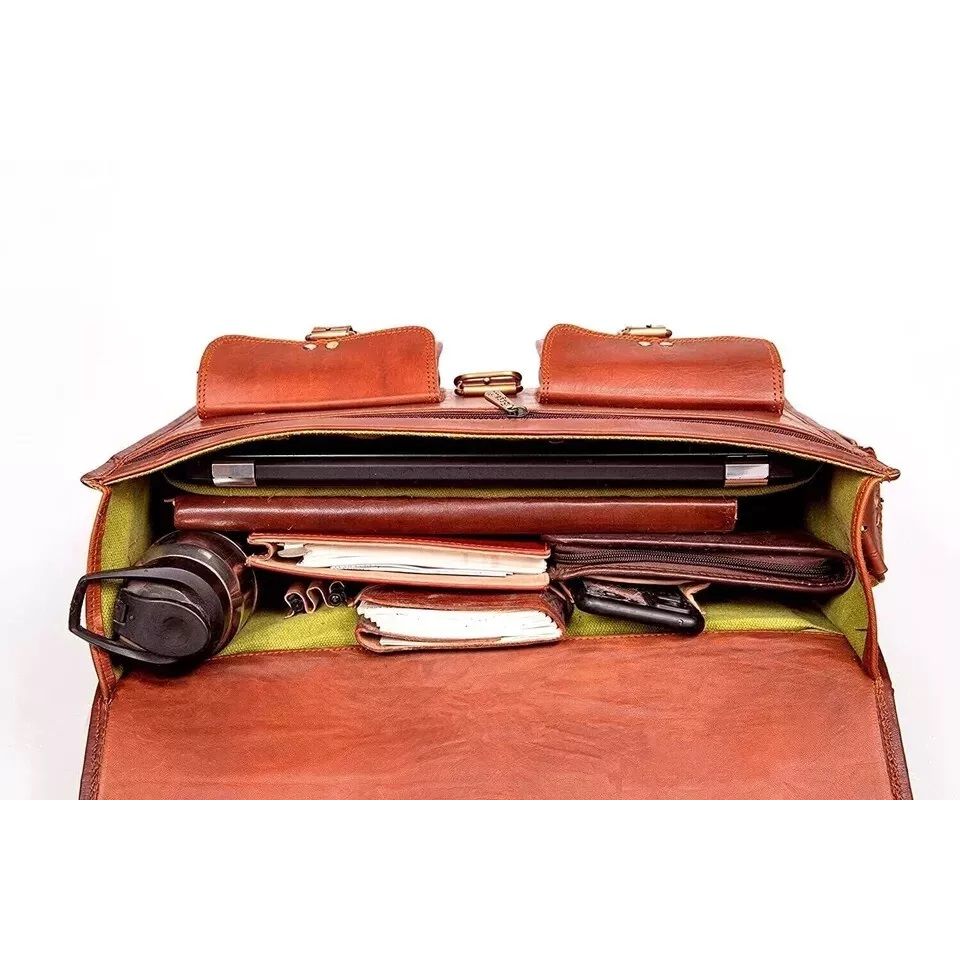 Винтажная коричневая сумка-мессенджер для ноутбука, мужская кожаная сумка ручной работы.