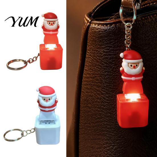 Funny Xmas Gift for Adults Santa Sound Light Keychain, Interactive Glowing Christmas Ornament with Festive Tunes, Holiday Stocking Stuffer Kids USB-C