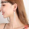 ZDADAN 925 Sterling Silver Five-pointed Star Fringed Long Dangle Earrings For Women Fashion Party Wedding Gift