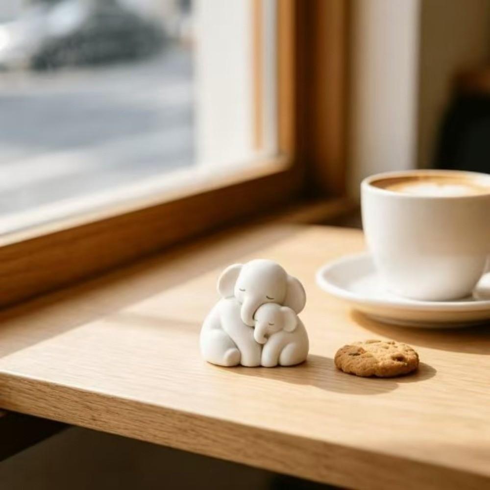 3D Printed Sitting Elephant Figurine Minimalist Warm Elephant Ornament Mother's Day Gifts