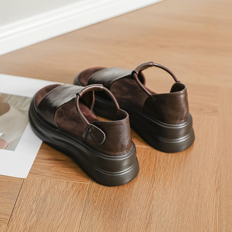 Место! Маленькие сандалии на толстой подошве, увеличивающие рост, в стиле ретро, кэжуал, с открытым носком, женские, летняя мода, универсальные, римские женские туфли