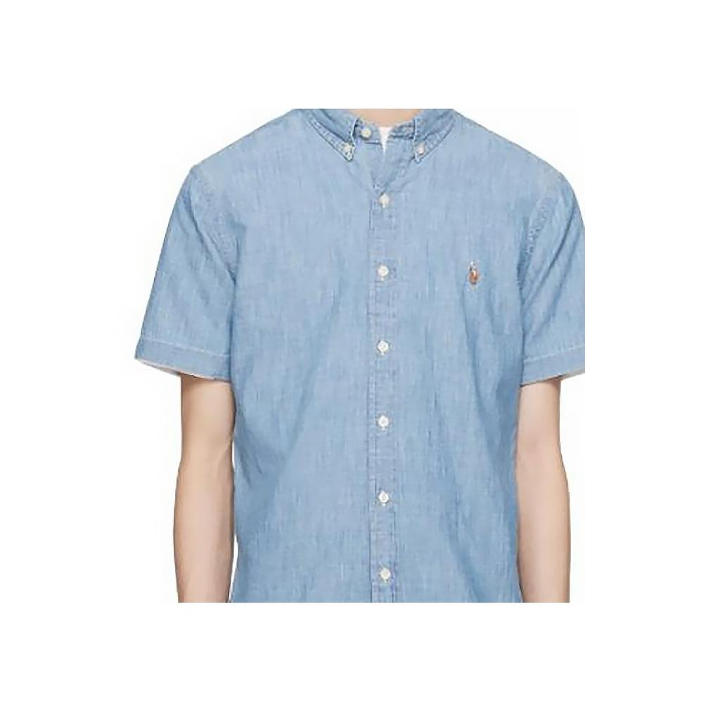 Рубашка с коротким рукавом и заостренным воротником Polo Ralph Lauren Logo, мужские рубашки, средний цвет - индиго 710844536-002
