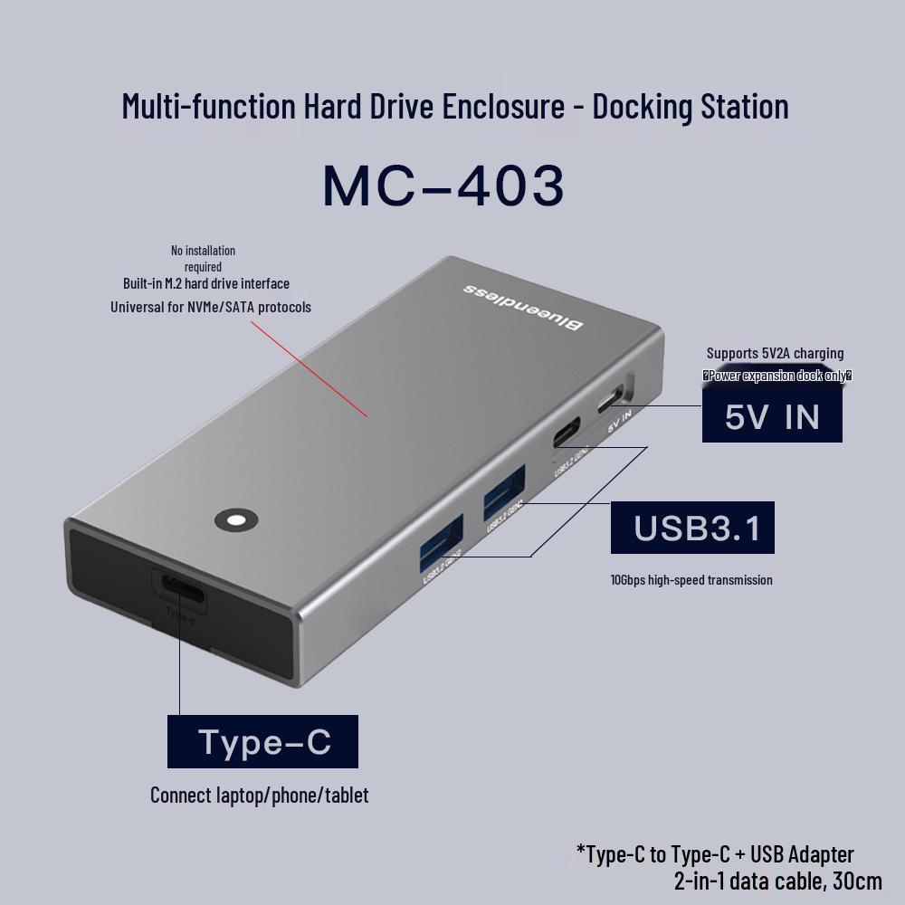 Док-станция Type-C M2 с двойным протоколом, HDMI 2.0 и USB-хабом для расширения ноутбука