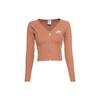 Full Length Double Zipper Knit Fishbone Long Sleeve Raglan T-Shirt Women Tops Brown DM6067-215