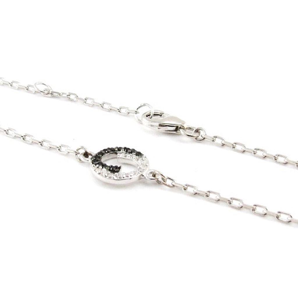 Les Trésors De Lily [J0850] - Silver Bracelet 'Scarlett' Black White (rhodium-plated) - 10 Mm