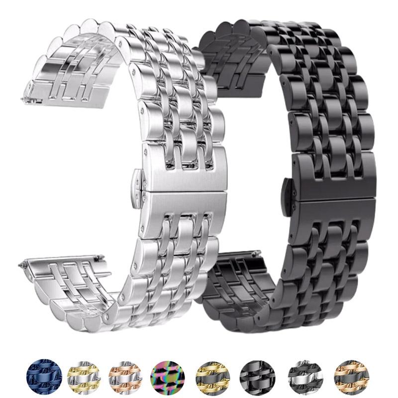 Ремешок из нержавеющей стали для Samsung Galaxy watch 6/5/4/Classic, металлический звеньевой браслет amazfit GTS-GTR-4-3-mini-bip 3, ремешок 20 мм 22 мм