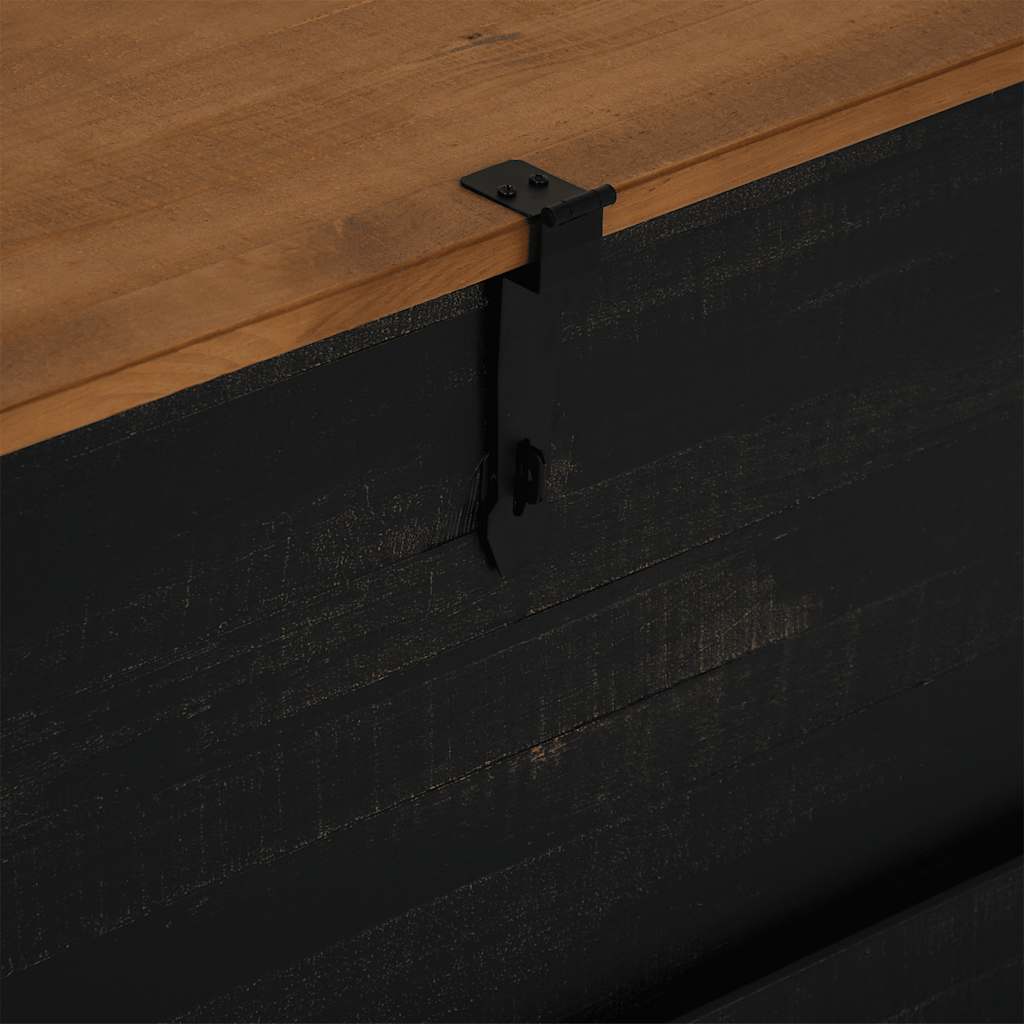 HALDEN Chest in Black 91 x 91 x 47 cm Solid Pine Wood