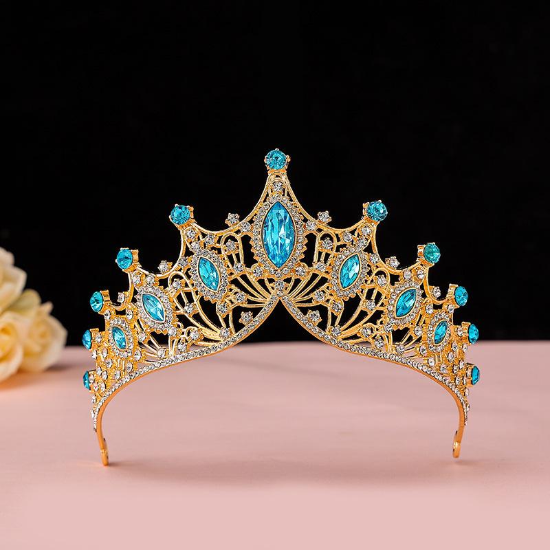 Crown Headband Large Crown Bridal Tiara Wedding Jewelry Stage Party Rhinestone Crown Accessories