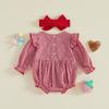 Citgeett Autumn Infant Baby Girl Birthday Outfit Long Sleeve Strawberry Embroidery Plaid Bodysuit Headband Clothes