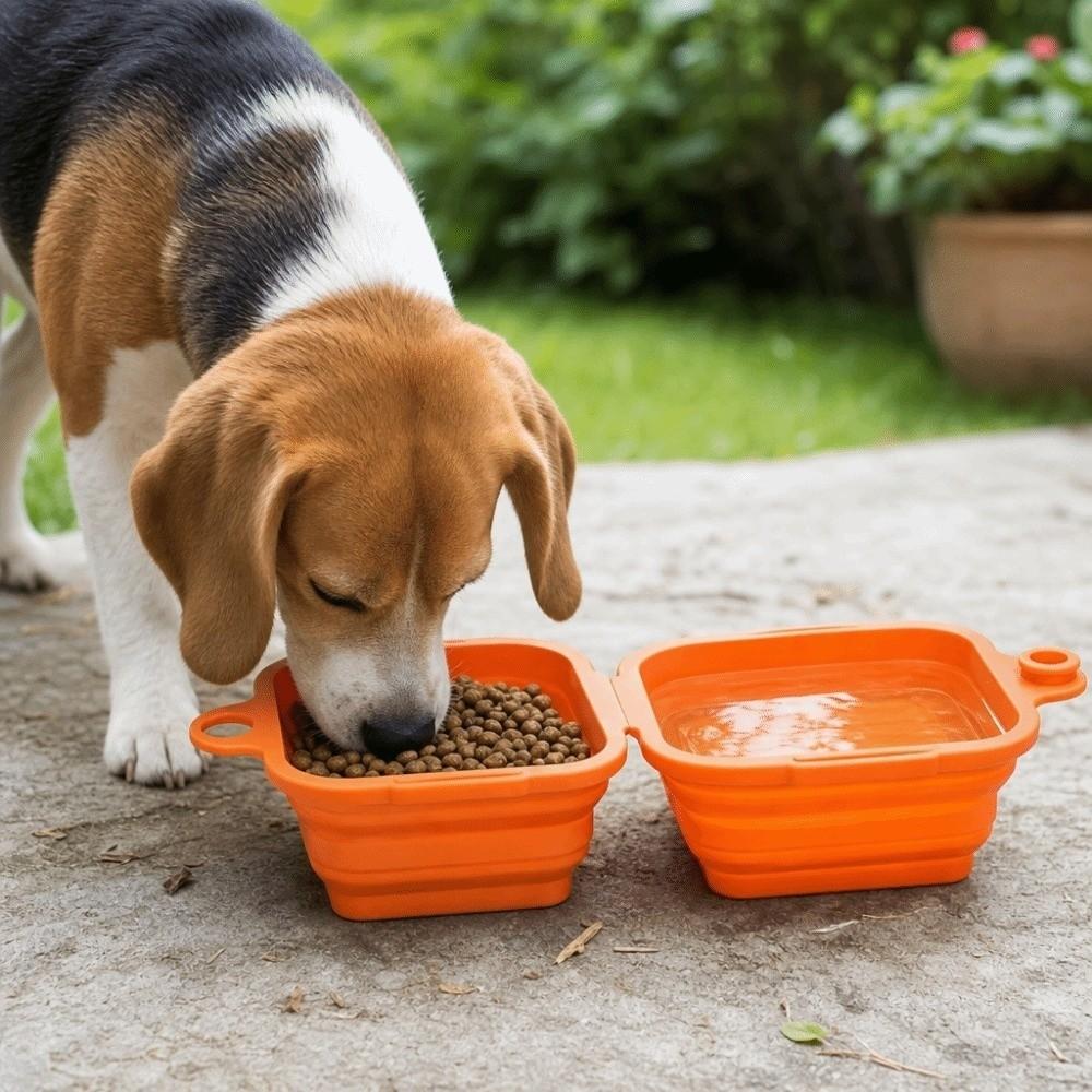 Hanging Foldable Dog Dish Portable Pet Food Water Feeding Tray Cat and Dog Use