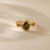 Copper Plated 18k Gold Colorful Zircon Open Ring Waterdrop Sweet Design