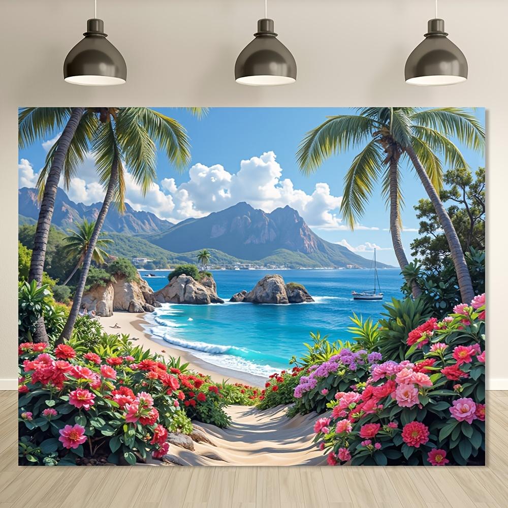 1pc sea-view polyester banner multi-purpose no electricity required for bedroom office living room and home decoration