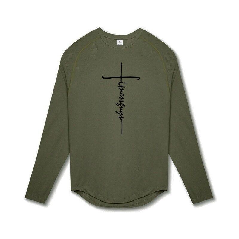 Футболка Do The Work Autumn Gym Sports Men Quick Dry Running Bodybuilding Fitness Workout Tight с длинным рукавом и принтом