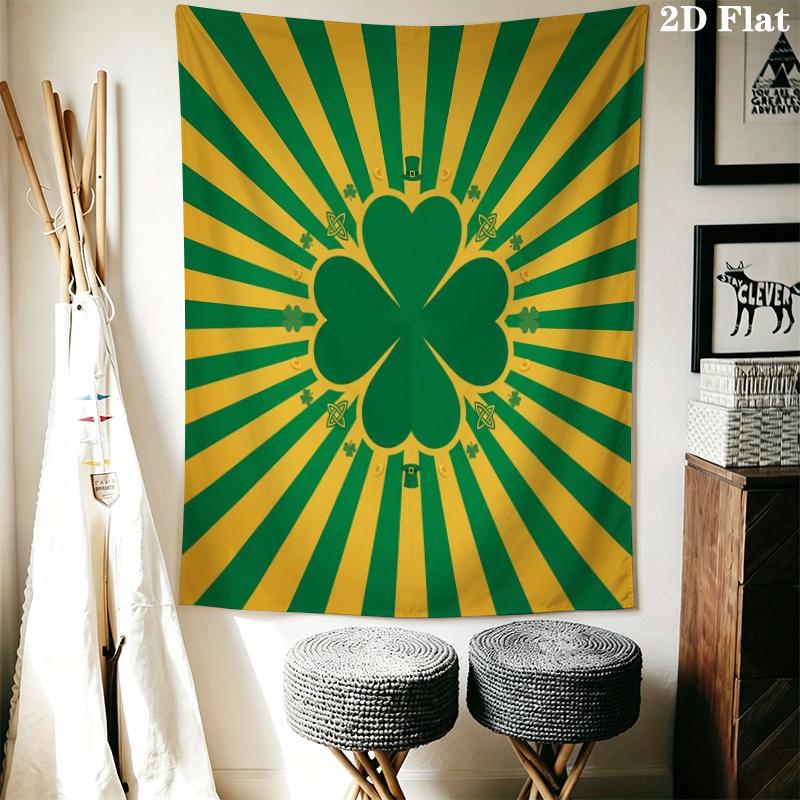 Leaf Clover Wall Tapestry Aesthetic Wall Hanging Printed Fabric Blanket Decorative Tapestries for Bedroom Living Room Home Decor