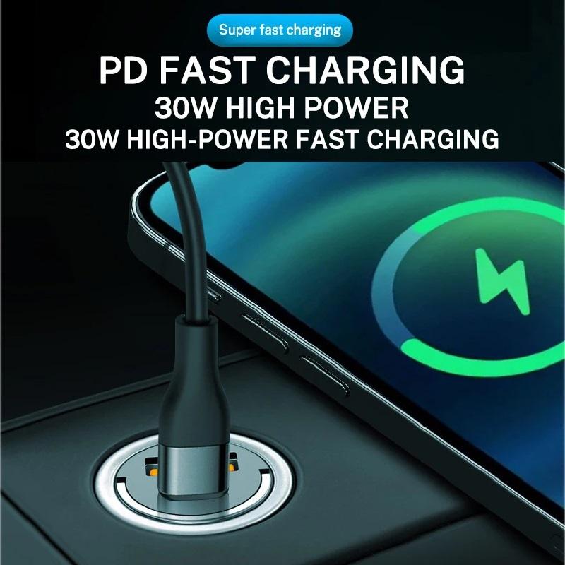 Автомобильное зарядное устройство из алюминиевого сплава PD30W Mini Pull Ring 100W Автомобильное зарядное устройство для прикуривателя