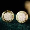 Xiaomi Huitan Dazzling Round CZ Stud Earrings for Women Gold Color Luxury Trendy Ear Accessories Wedding Party Temperament Lady Jewelry