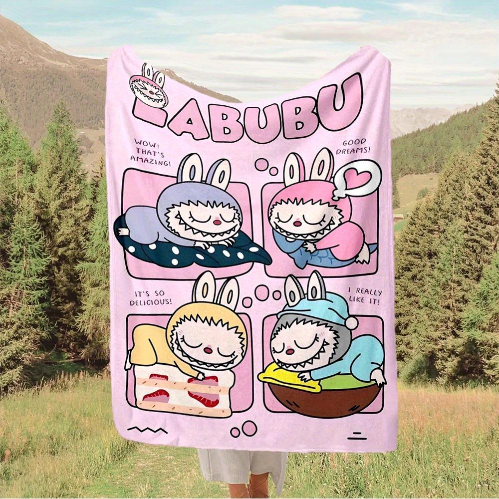 1 шт. Кролик, LABUBU, Фланелевое одеяло с цифровой печатью еды, Супермягкое плюшевое флисовое покрывало для кровати, Многоцелевое всесезонное одеяло для дивана, кровати,