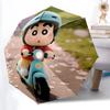 1pc Crayon Shin-chan Scooter Ride Automatic Open/close Folding Portable Cute Umbrella  with 8-Rib Structure for Women/Men, All-Season Use  a0901106