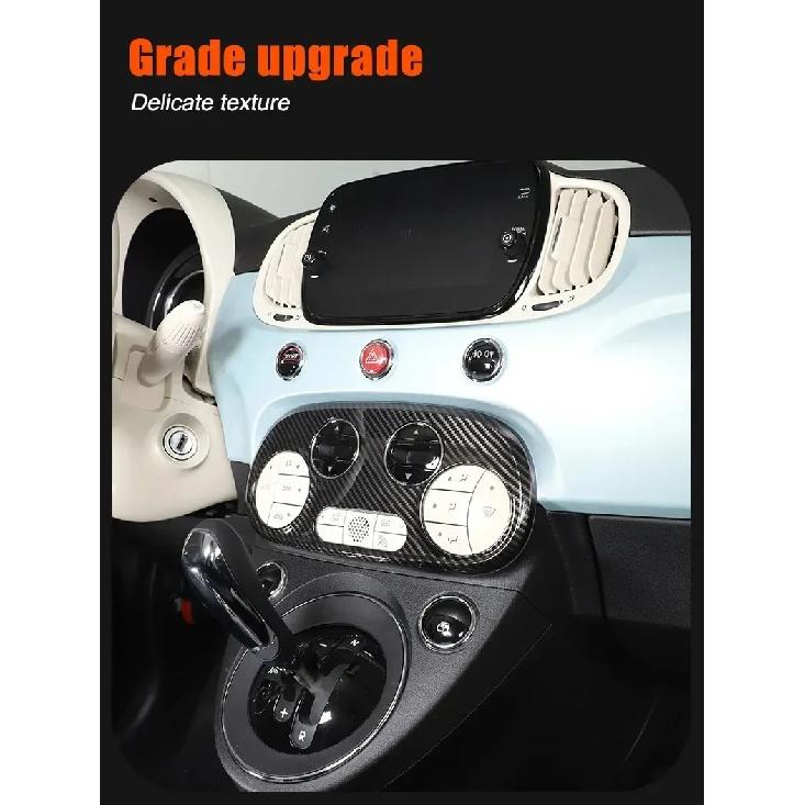 For Fiat 500 2016-2024 ABS Carbon Fiber Car Air Conditioning Adjustment Switch Button Frame Cover Interior Car Accessories