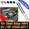 Газовые упоры капота для Seat Ibiza Mk4 6J 6P 2008-2017 Передние опорные стойки Амортизаторы Газовые пружины Стойка-поддержка Аксессуары Стойка