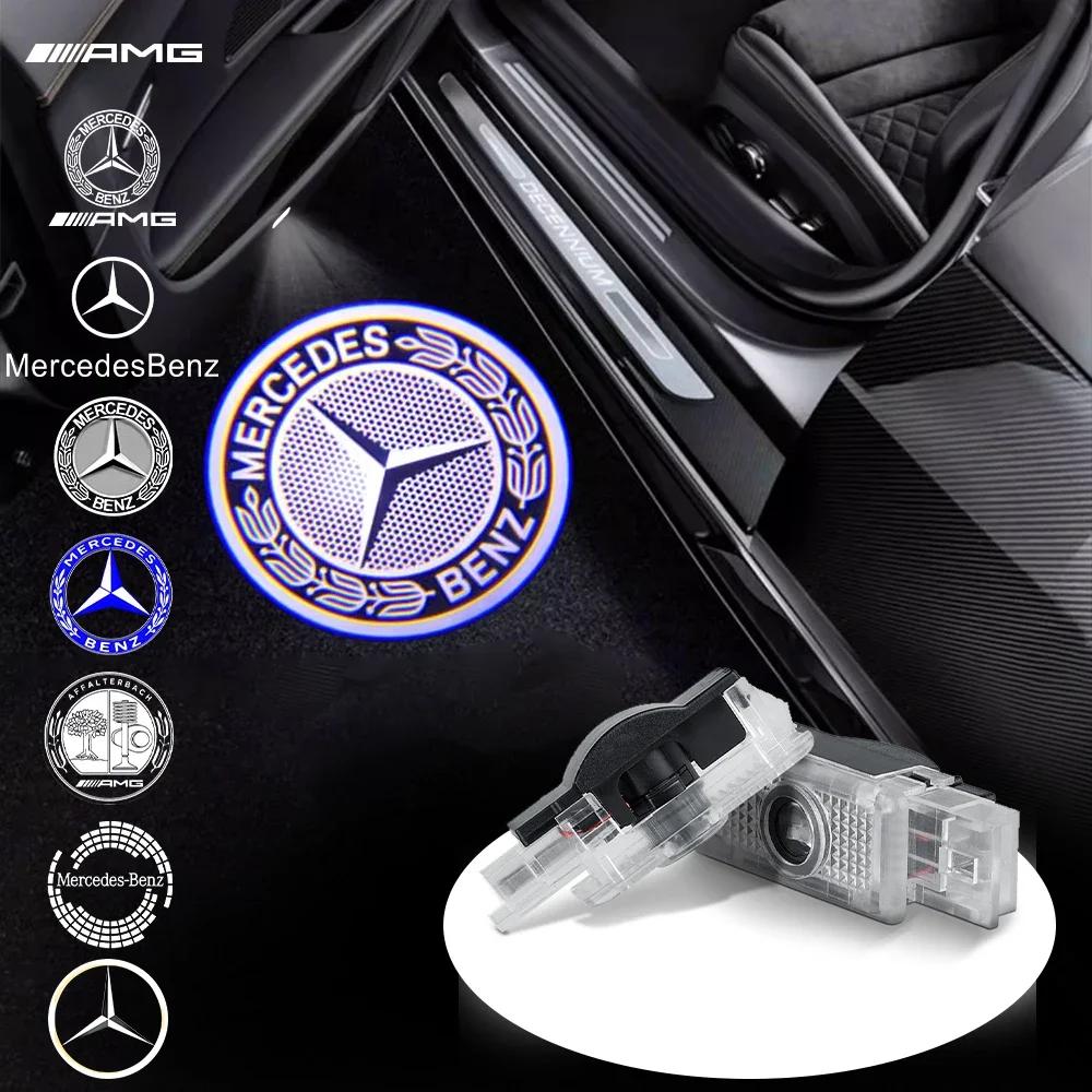 2pcs Car LED Door Welcome Lights HD Projector Lamp For Mercedes Benz AMG C CLK SLK SLR Class Maybach W240 W203 R171 R172 C199 bfio3