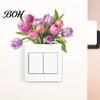 Waterproof Switch Sticker Removable Flower Sticker, Colorful Rose Peony Wall Protective Cover Decals, DIY Light for Bedroom Living Room PVC