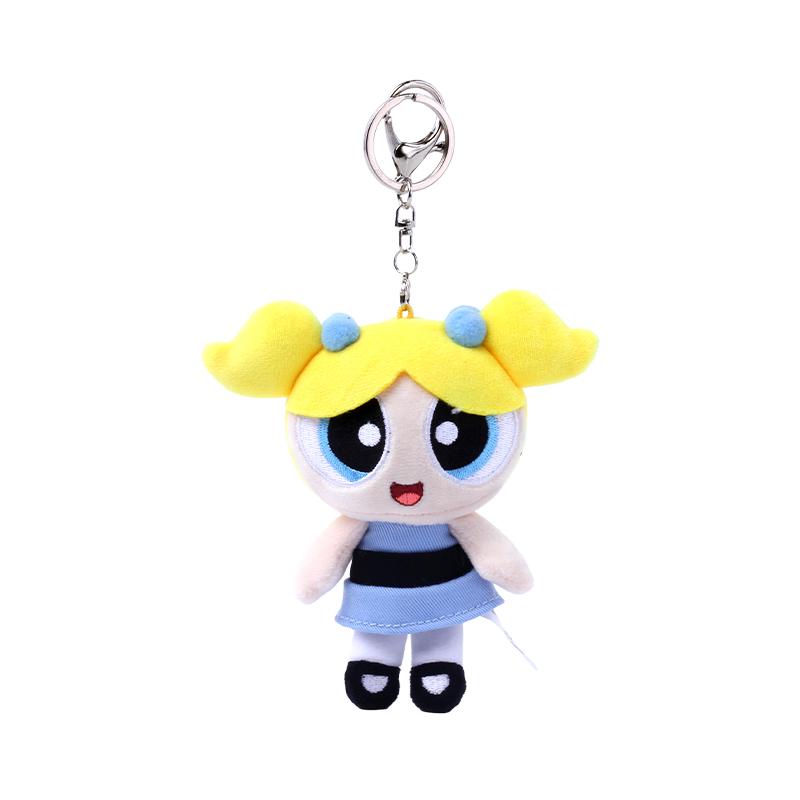 Kawaii Anime The Powerpuff Girls Blossom Bubbles Buttercup 12cm Pp Cotton Filled Plush Keychain Cartoon Pendant Doll