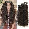 Synthetic Long Jerry Curly Bundles Organic Fiber Curly Natural Hair Extensions 20 24 28Inch Ombre Color 9Pcs Heat Resistant Wave