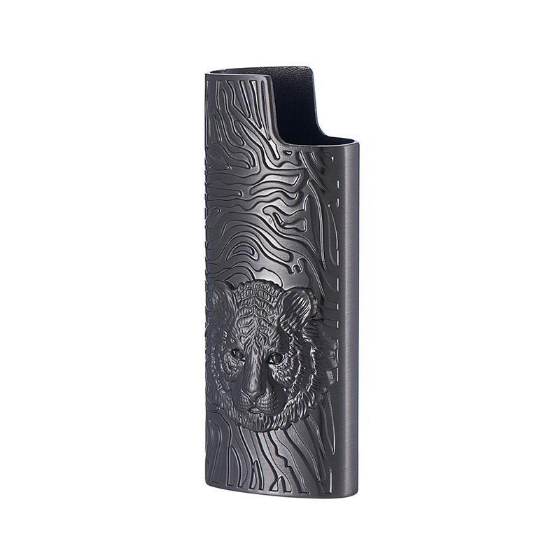 Fierce Tiger Embossed Metal Lighter Case for BIC J5 Inflatable Lighters