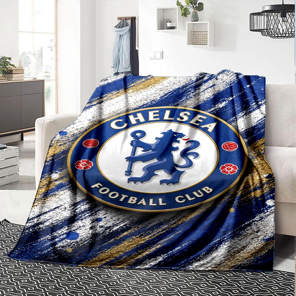 Chelsea Football Club Theme Printed Blanket - Perfect for Couch, Bed, Travel & Outdoor Use | Machine Washable, Cozy & Durable.