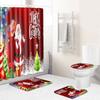 Christmas Bathroom Shower Curtain Toilet Floor Mat Four-Piece Bathroom Non-Slip Door Mat Kitchen Bedroom Absorbent Carpet